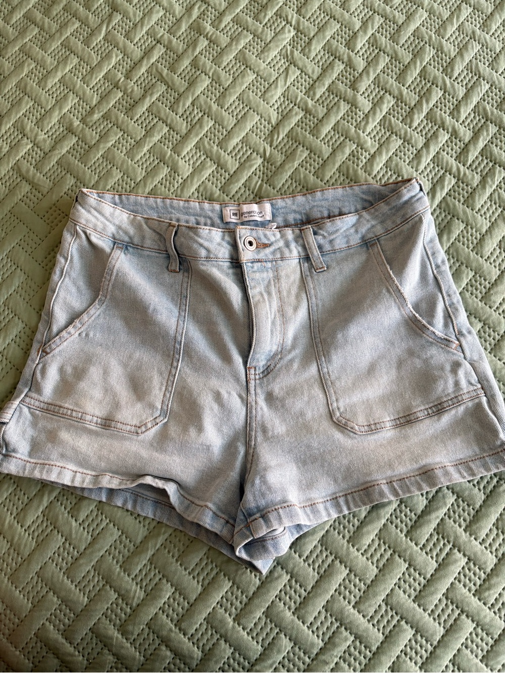 Celebrity Pink Light Blue Denim Utility Shorts